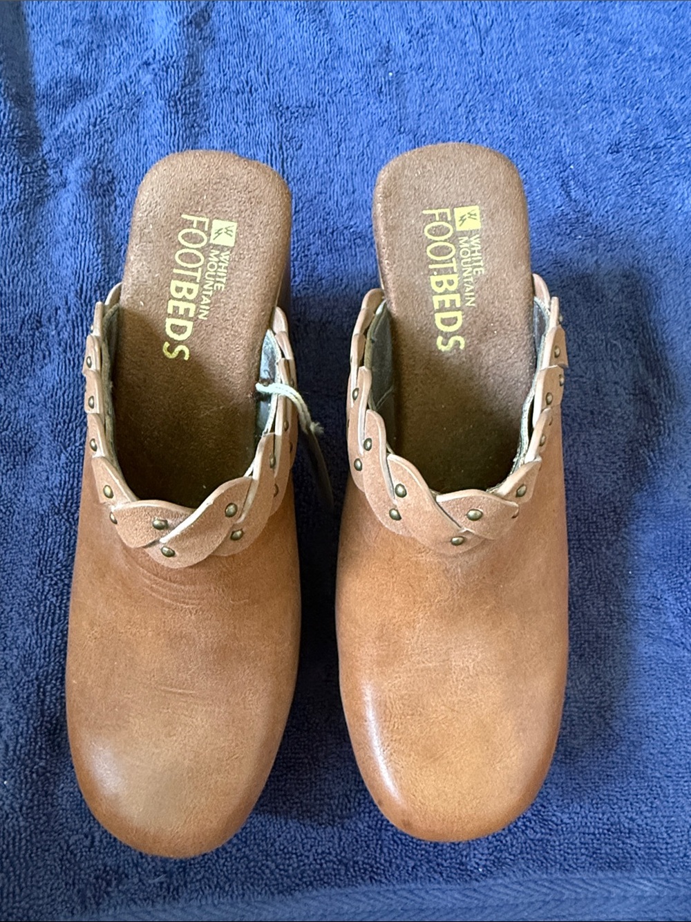 White Mountain Tan Braided-Trim Slip-On Clogs